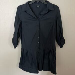 WORTH NEW YORK Black Tunic Button Up Long Sleeve Top Size 8 casual comfort work